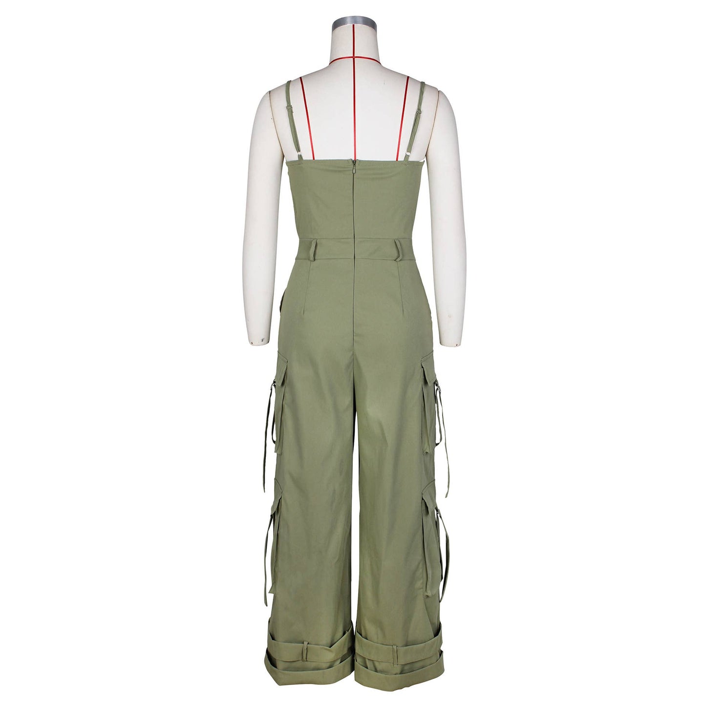 Stylish Bandeau Pocket Patchwork Wide-Leg Jumpsuit