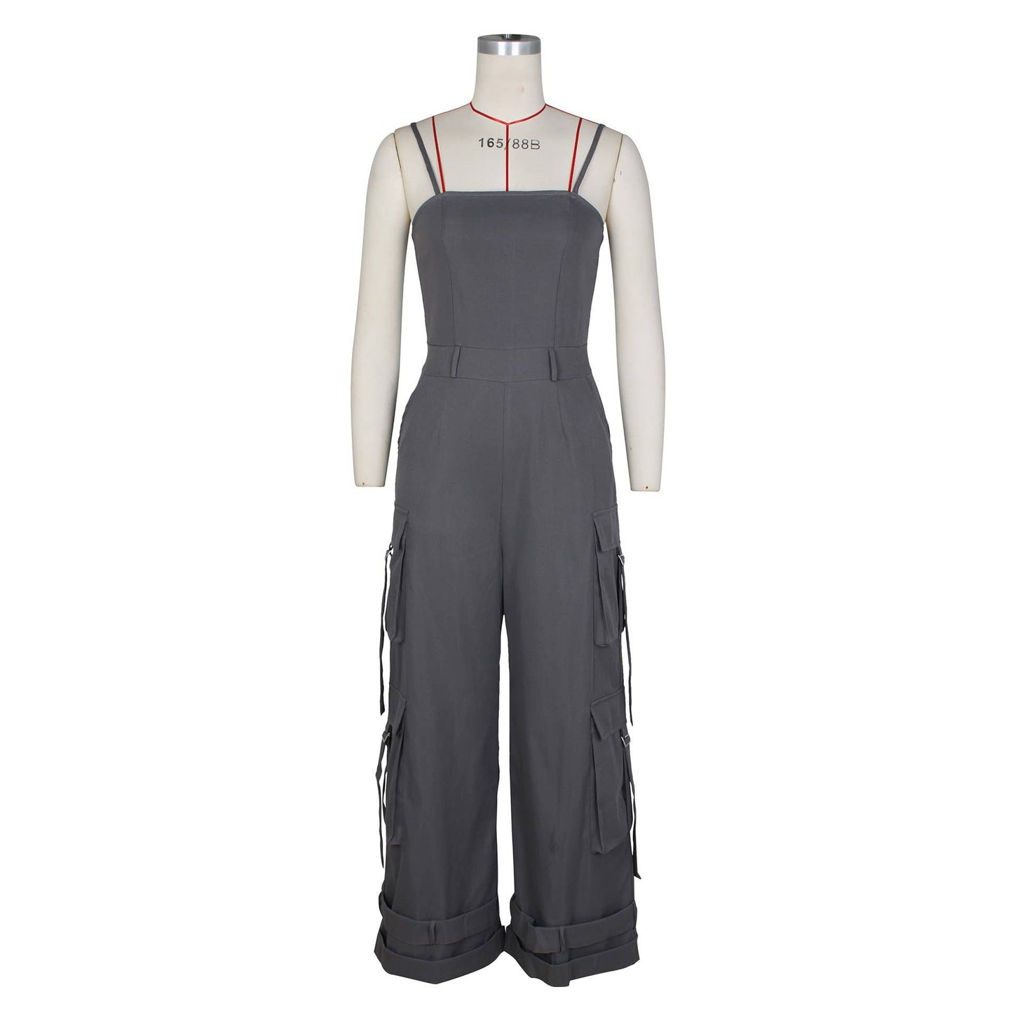 Stylish Bandeau Pocket Patchwork Wide-Leg Jumpsuit
