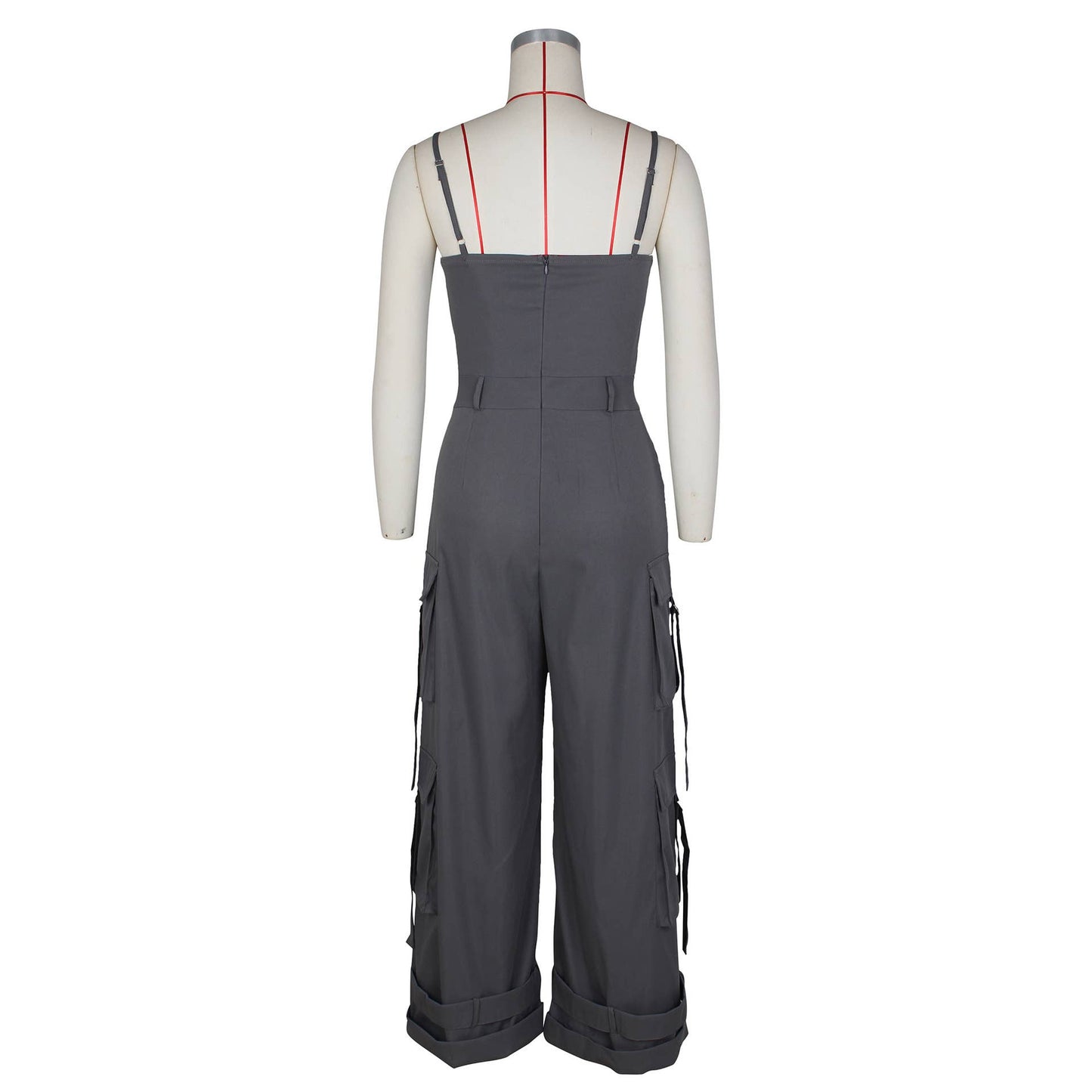 Stylish Bandeau Pocket Patchwork Wide-Leg Jumpsuit