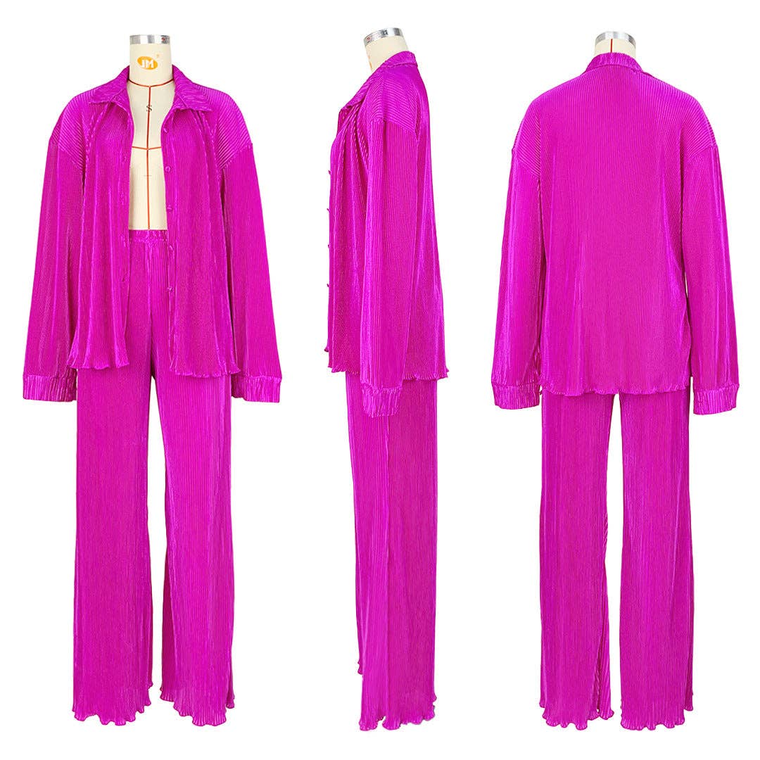 MB FASHION BLOUSE TOP LONG WIDE PANTS SET 6590LY