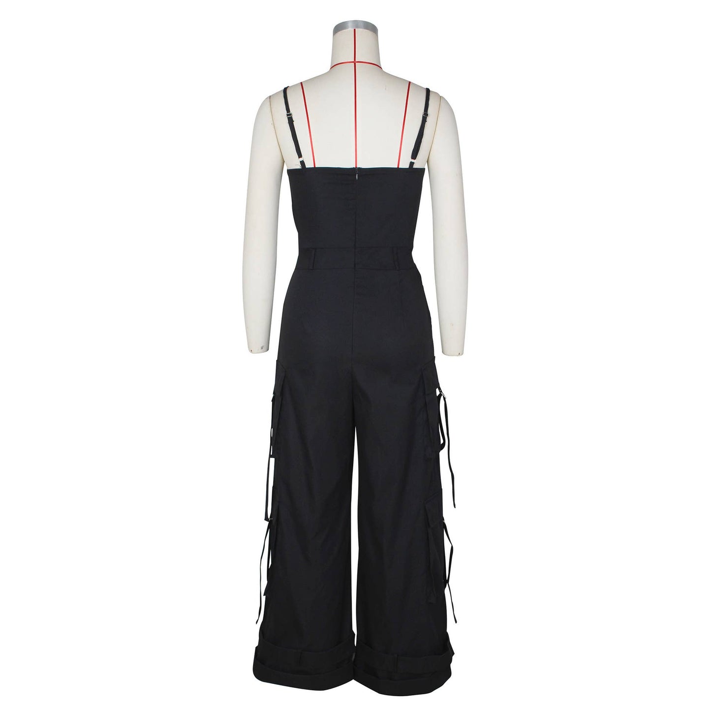 Stylish Bandeau Pocket Patchwork Wide-Leg Jumpsuit