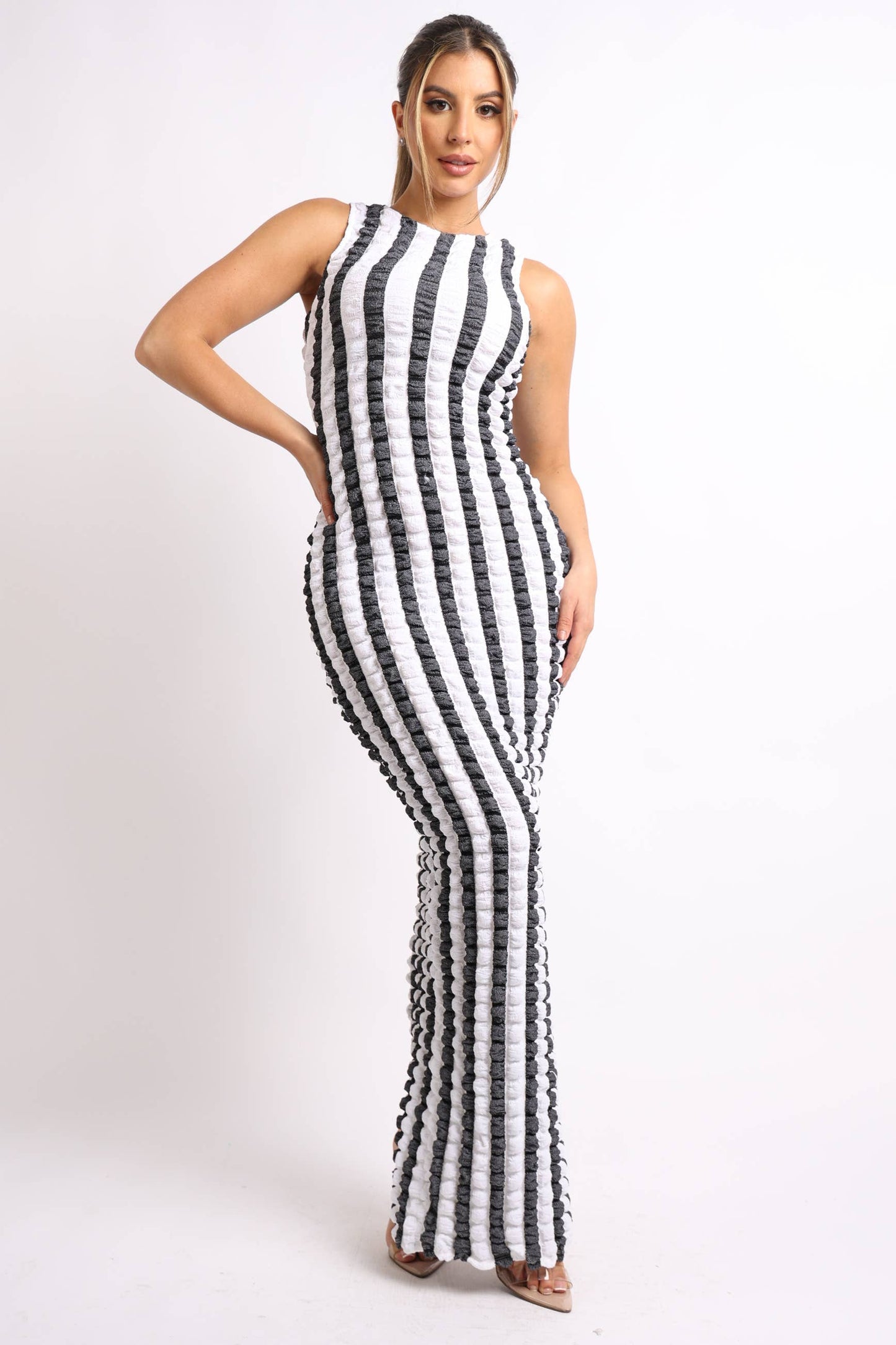 Popcorn Fabric Maxi Dress