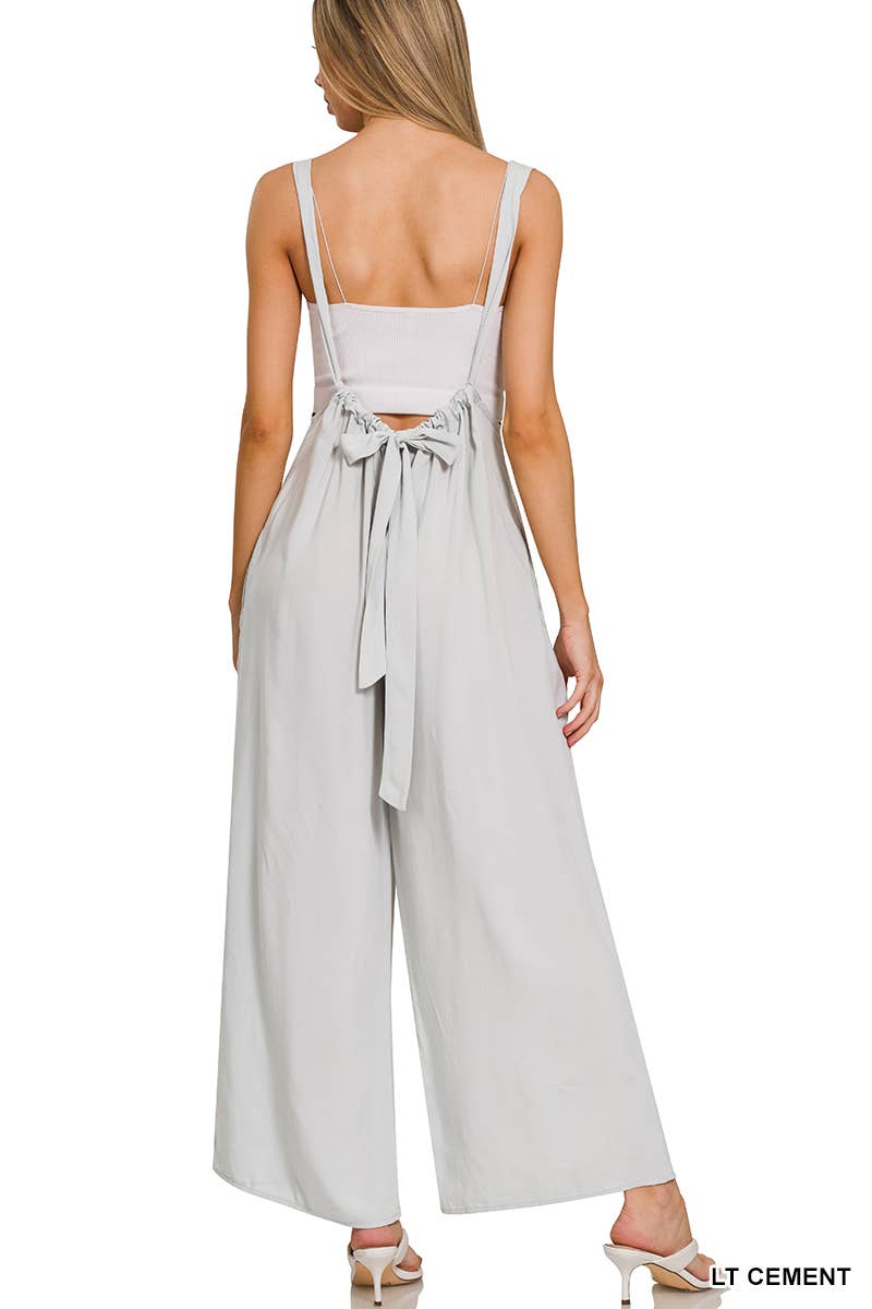 '._ Tie Back Suspender Jumpsuit w/ Pockets