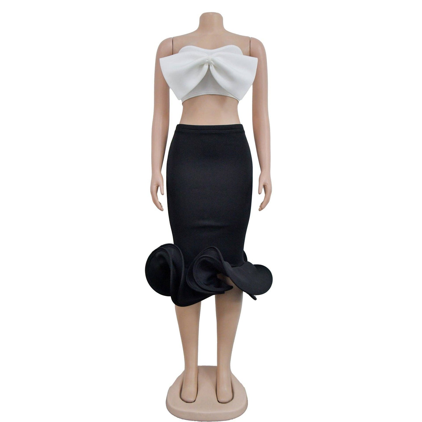 MB FASHION BOW CONTRAST BELL MERMAID DRESS SET MB6397 PRE-OR