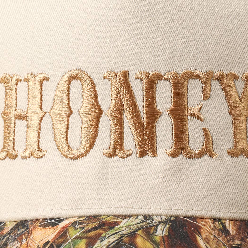 HONEY Lettering Embroidery Camo Two-Tone Cap
