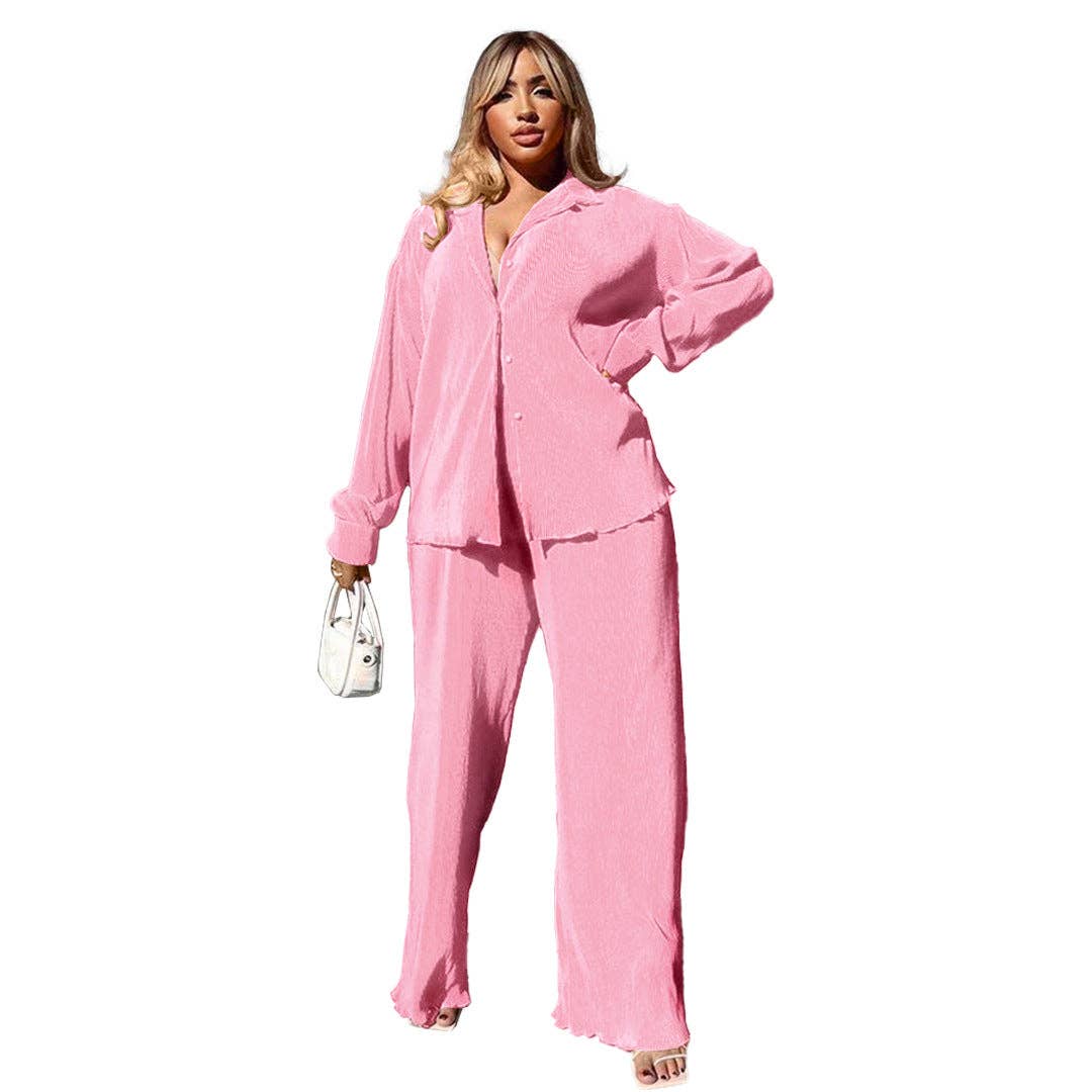 MB FASHION BLOUSE TOP LONG WIDE PANTS SET 6590LY
