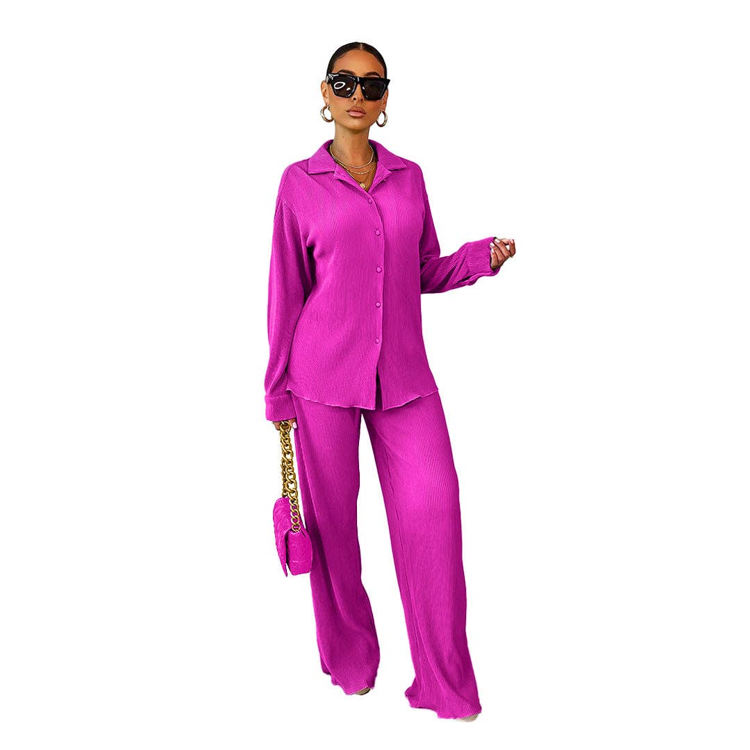 MB FASHION BLOUSE TOP LONG WIDE PANTS SET 6590LY