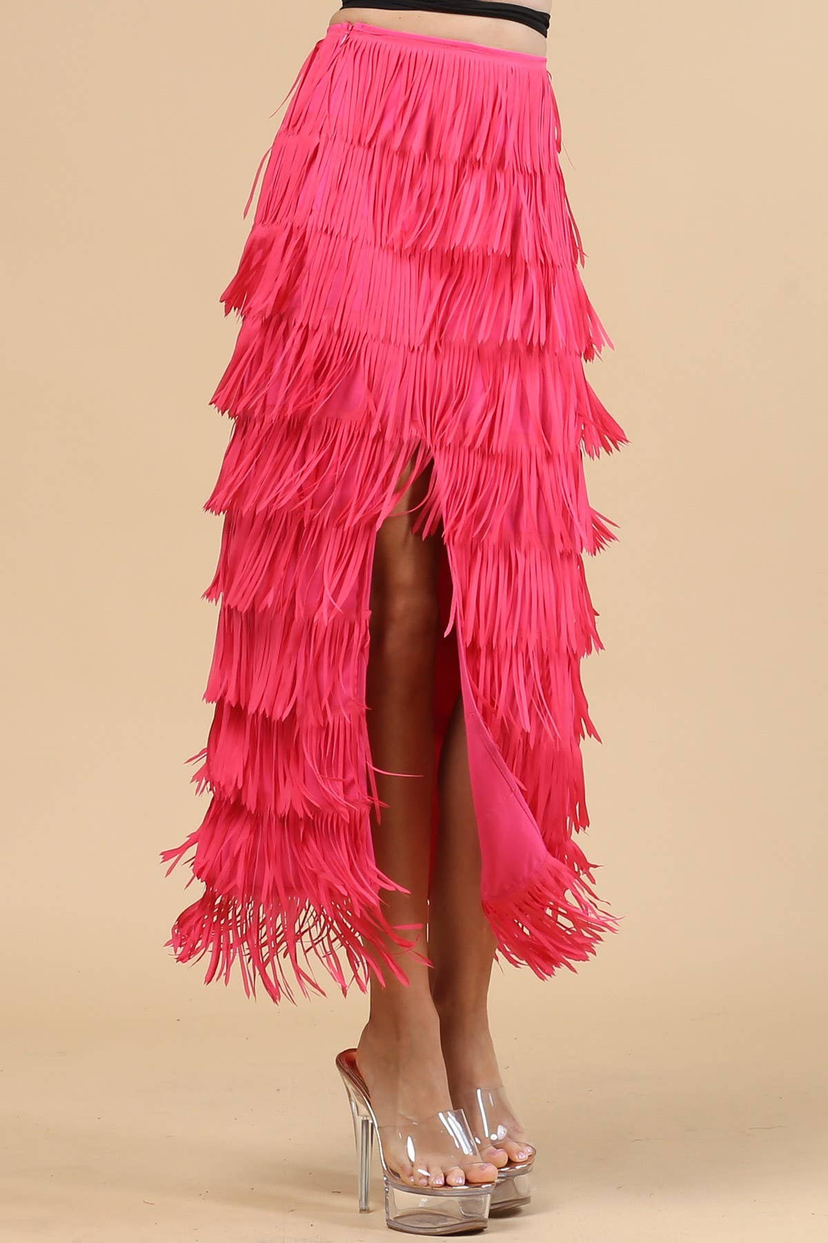 81125-Fringe Skirt-Western Fringed Piñata Midi Skirt
