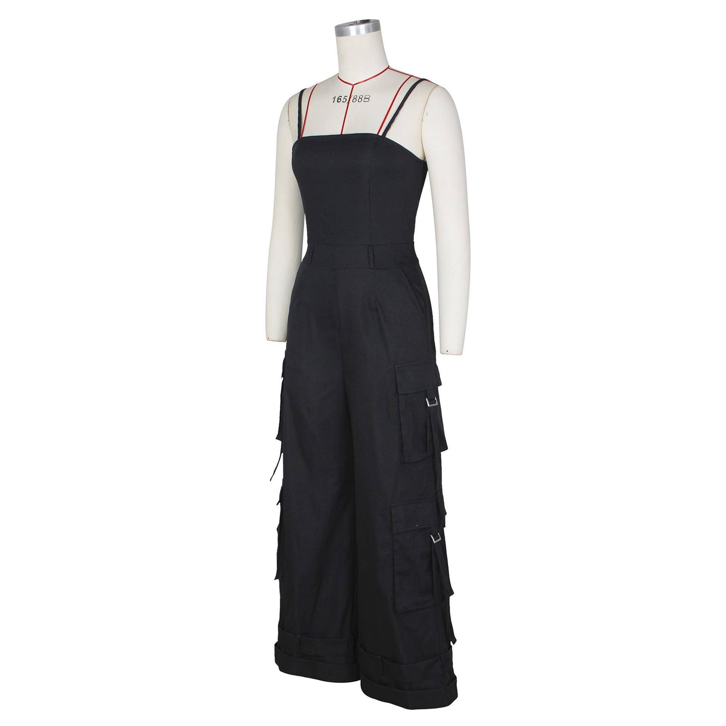 Stylish Bandeau Pocket Patchwork Wide-Leg Jumpsuit