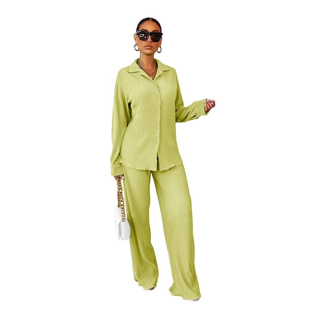 MB FASHION BLOUSE TOP LONG WIDE PANTS SET 6590LY