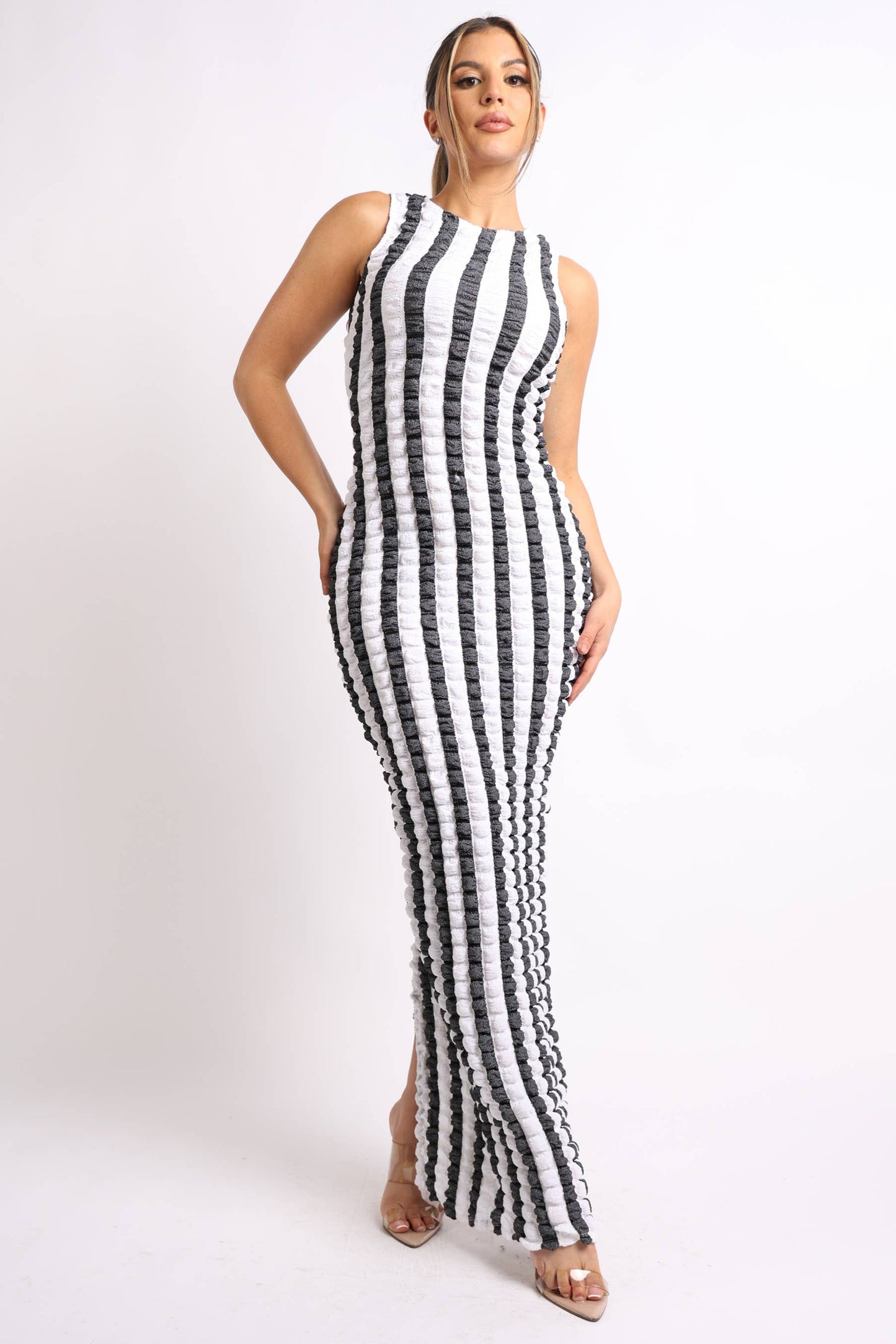 Popcorn Fabric Maxi Dress