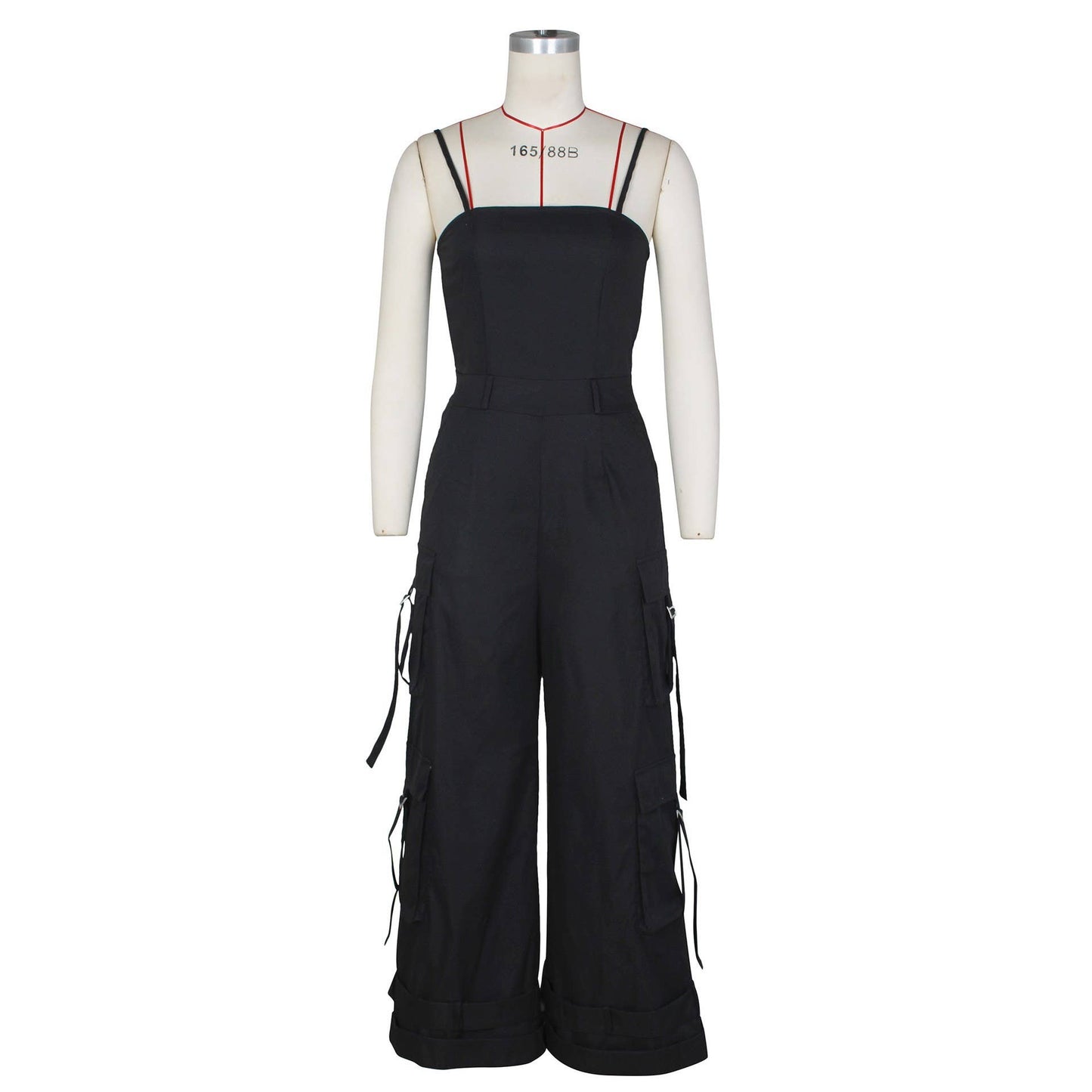 Stylish Bandeau Pocket Patchwork Wide-Leg Jumpsuit