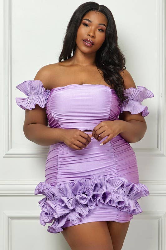Plus Detached Ruffle Crop Top & Ruffle Skirt Set