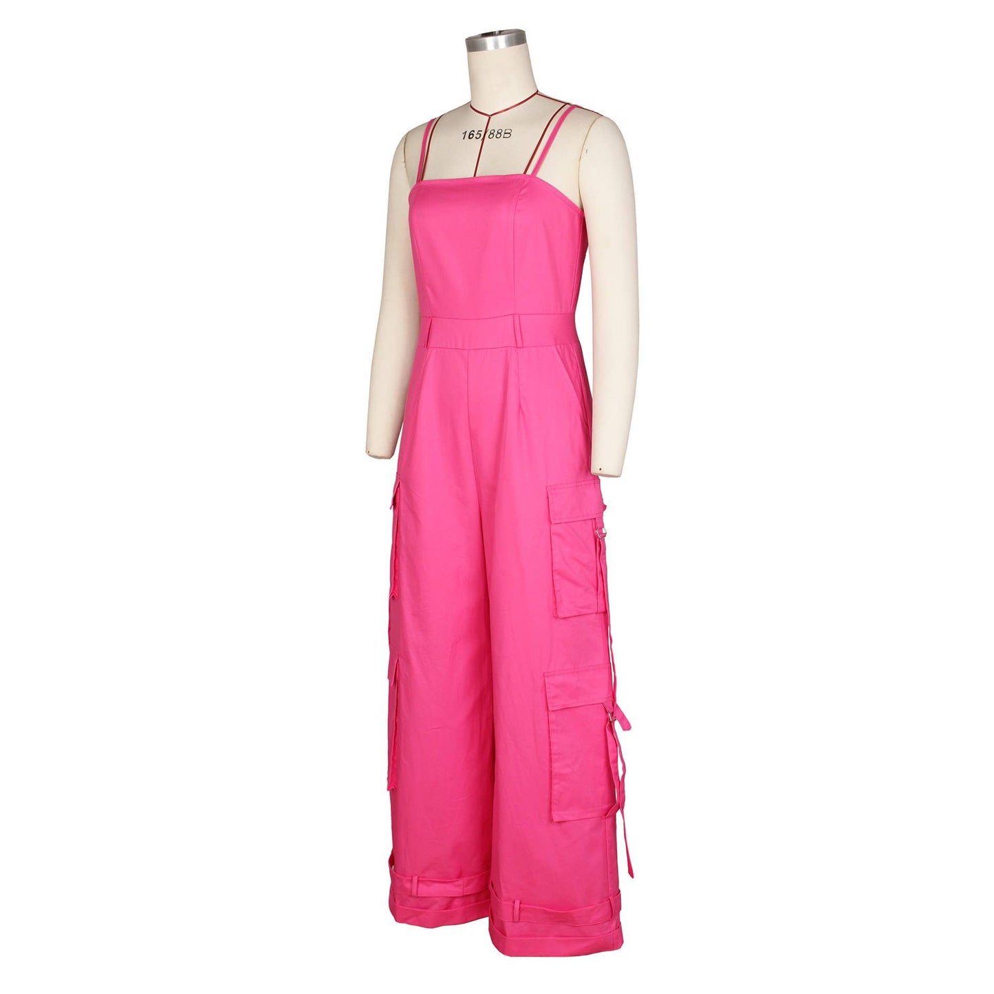 Stylish Bandeau Pocket Patchwork Wide-Leg Jumpsuit