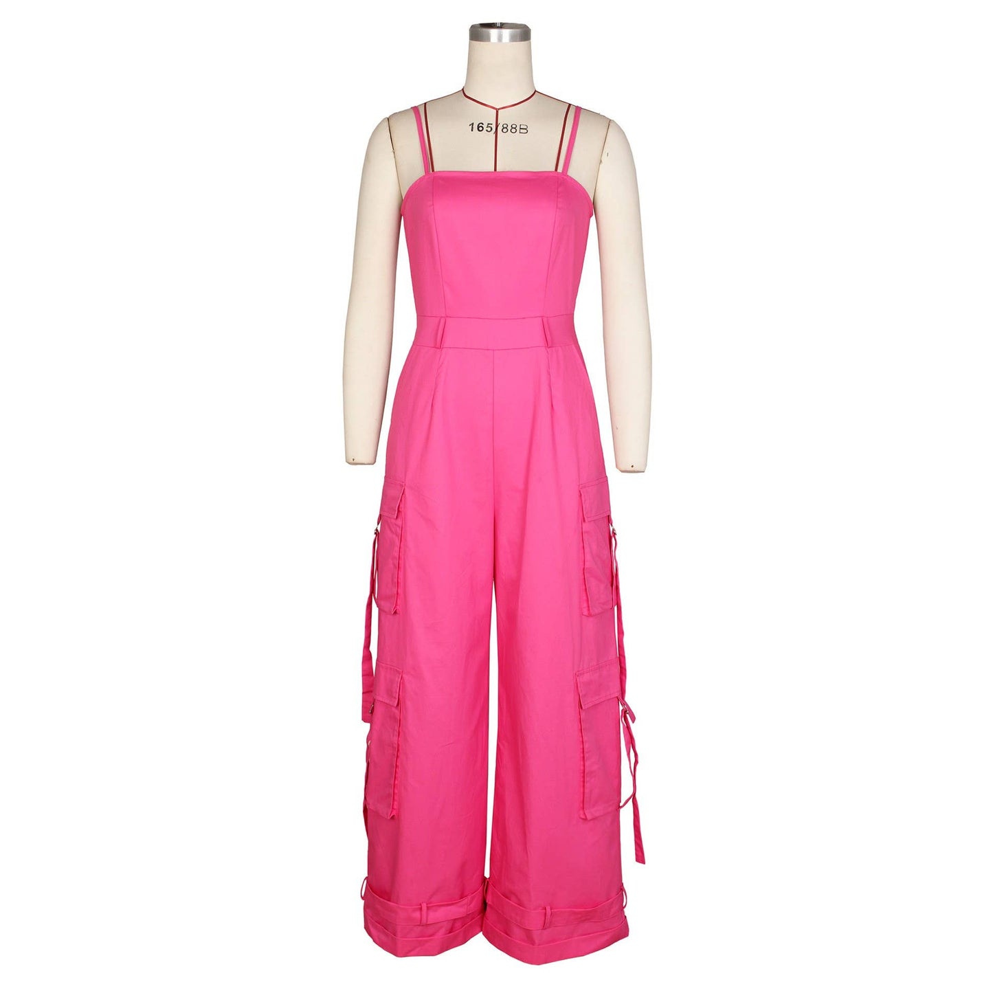 Stylish Bandeau Pocket Patchwork Wide-Leg Jumpsuit