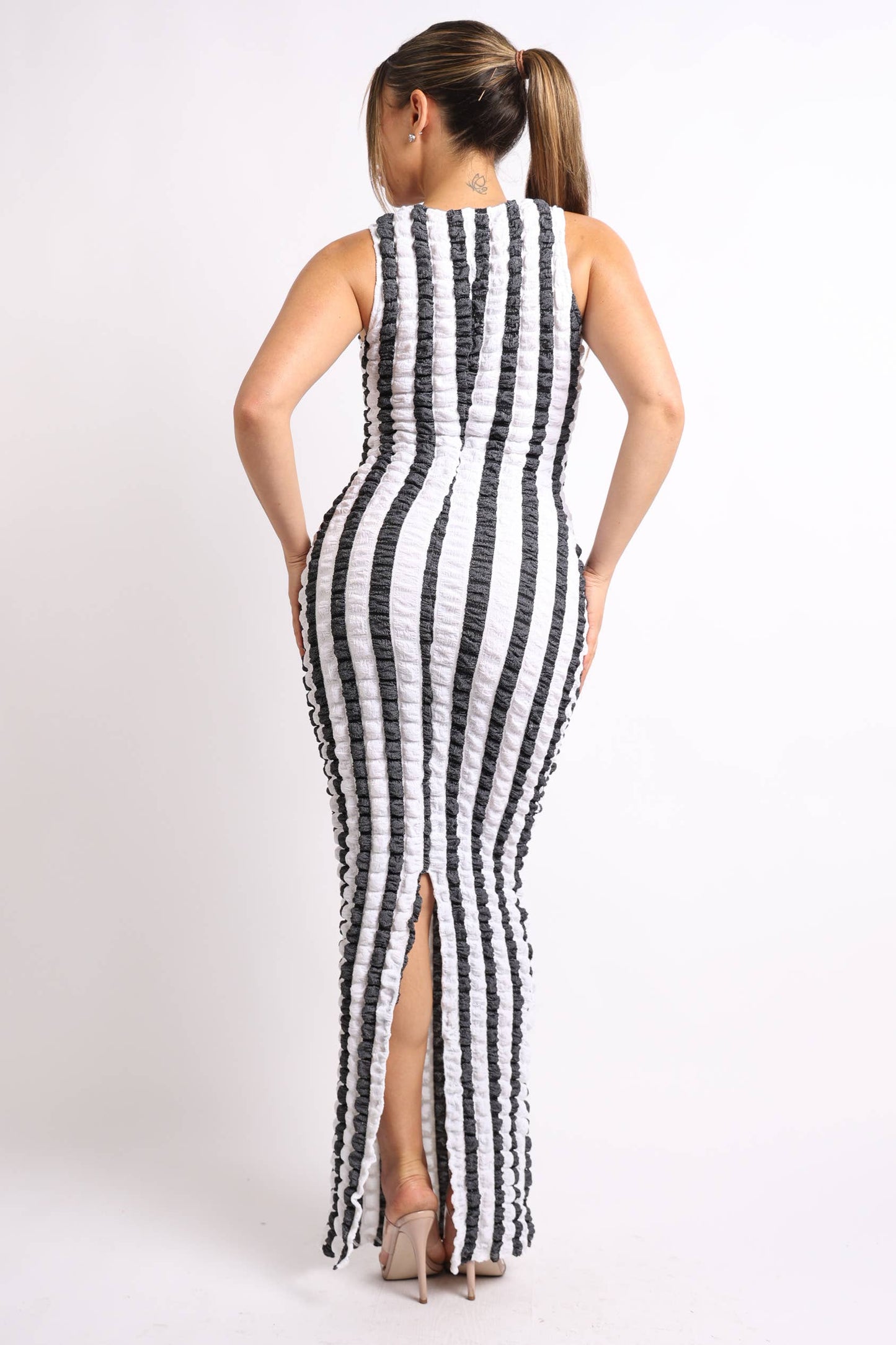 Popcorn Fabric Maxi Dress