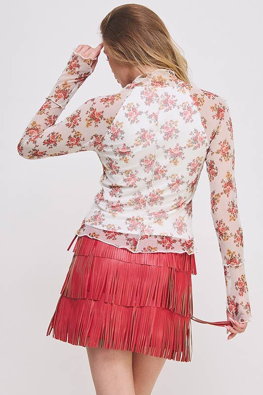 PLUS SIZE Western Faux Leather Fringe Mini Skirt