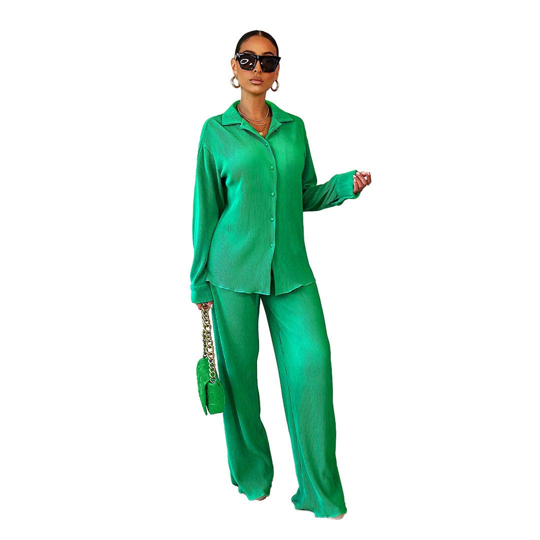 MB FASHION BLOUSE TOP LONG WIDE PANTS SET 6590LY