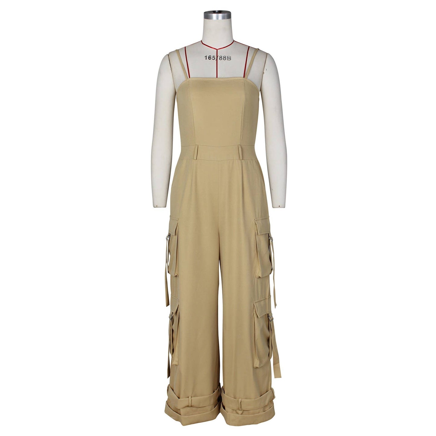 Stylish Bandeau Pocket Patchwork Wide-Leg Jumpsuit
