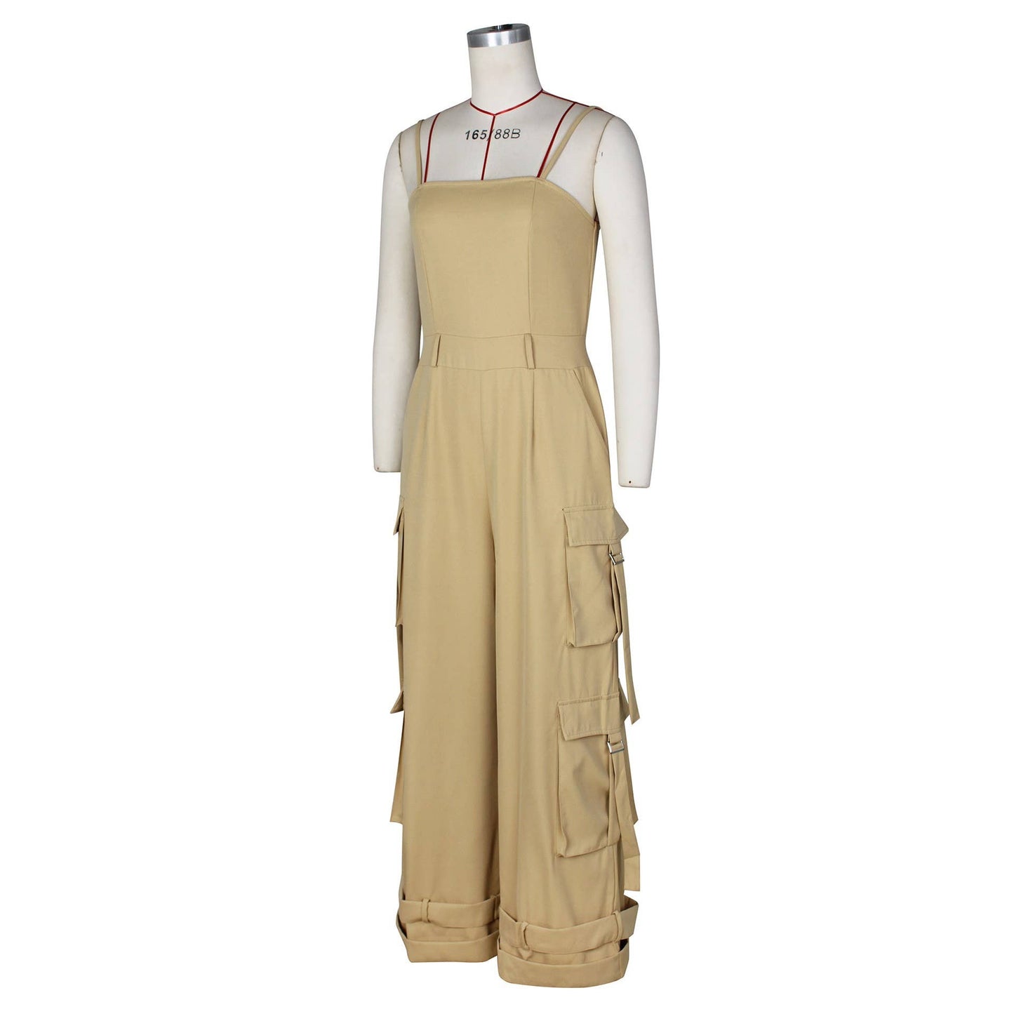 Stylish Bandeau Pocket Patchwork Wide-Leg Jumpsuit