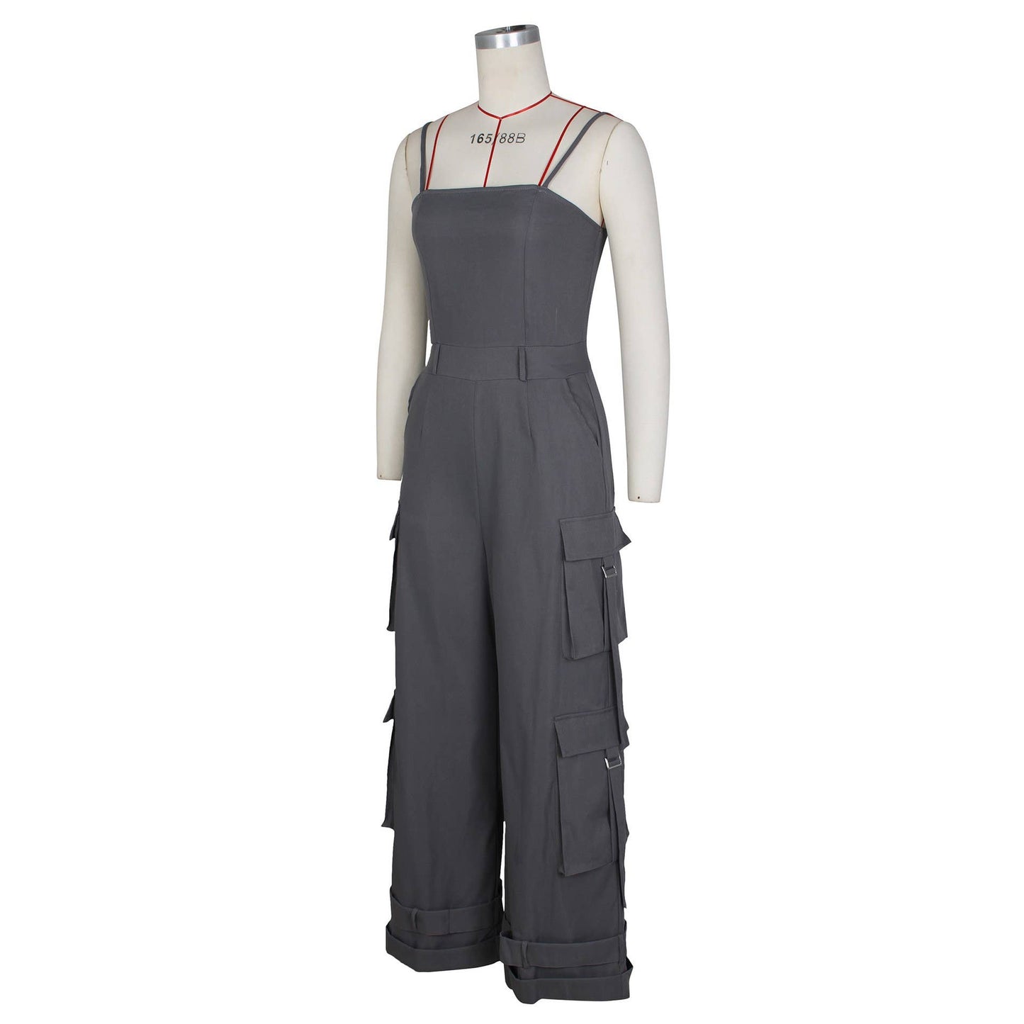 Stylish Bandeau Pocket Patchwork Wide-Leg Jumpsuit
