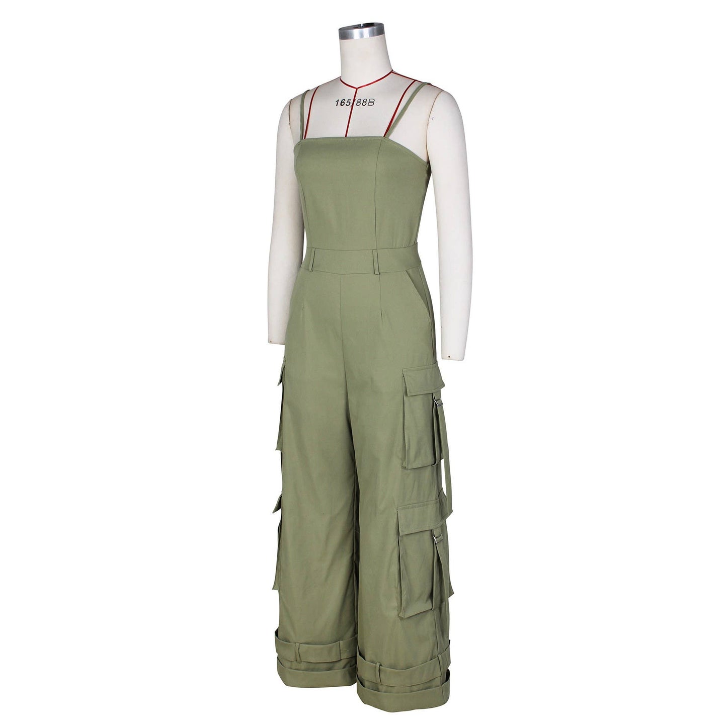 Stylish Bandeau Pocket Patchwork Wide-Leg Jumpsuit