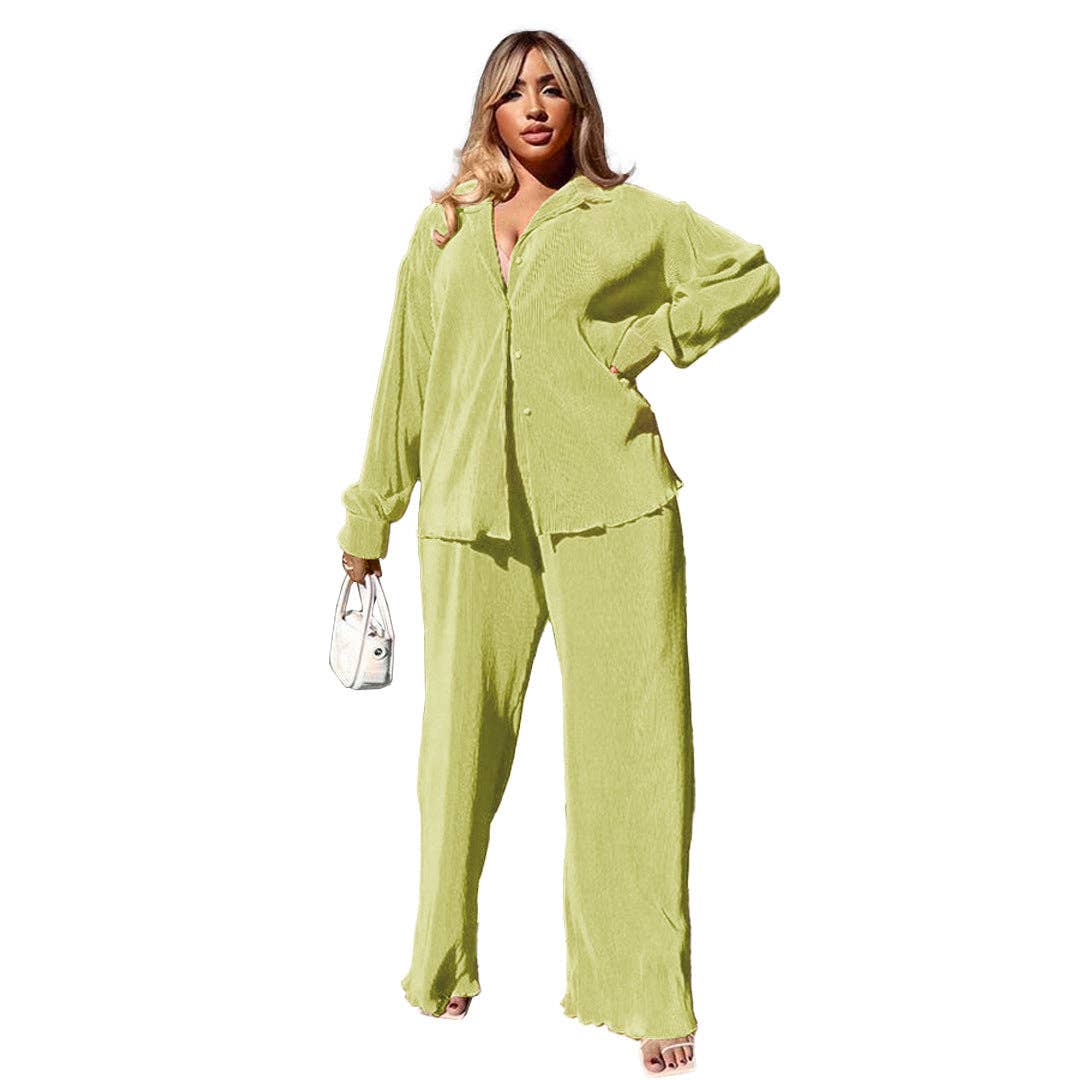 MB FASHION BLOUSE TOP LONG WIDE PANTS SET 6590LY