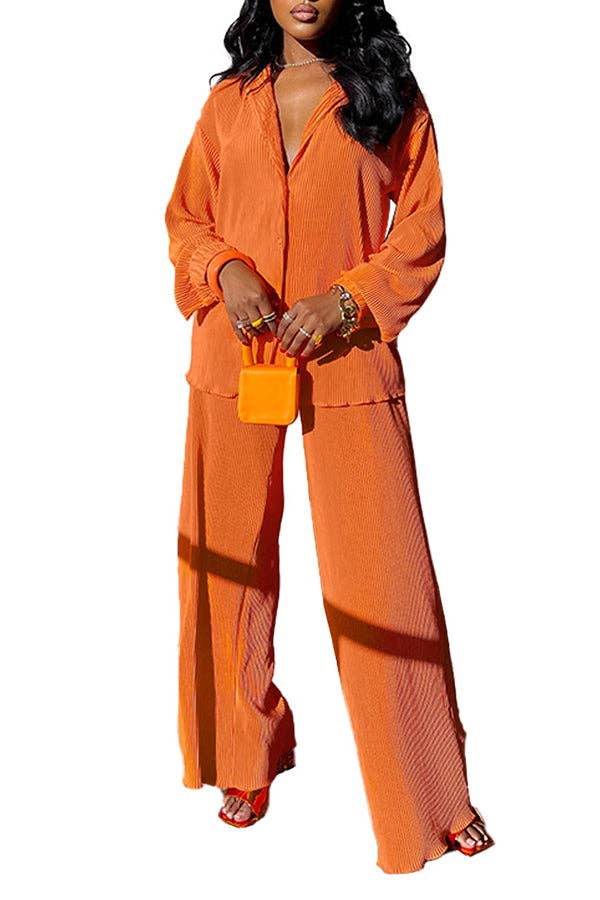 MB FASHION BLOUSE TOP LONG WIDE PANTS SET 6590LY