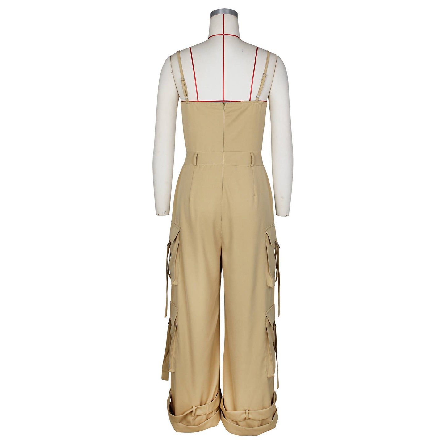 Stylish Bandeau Pocket Patchwork Wide-Leg Jumpsuit