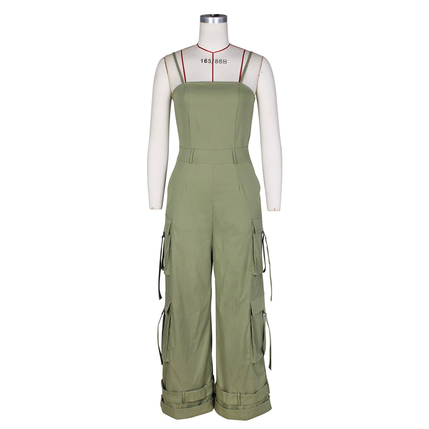 Stylish Bandeau Pocket Patchwork Wide-Leg Jumpsuit