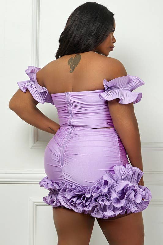 Plus Detached Ruffle Crop Top & Ruffle Skirt Set