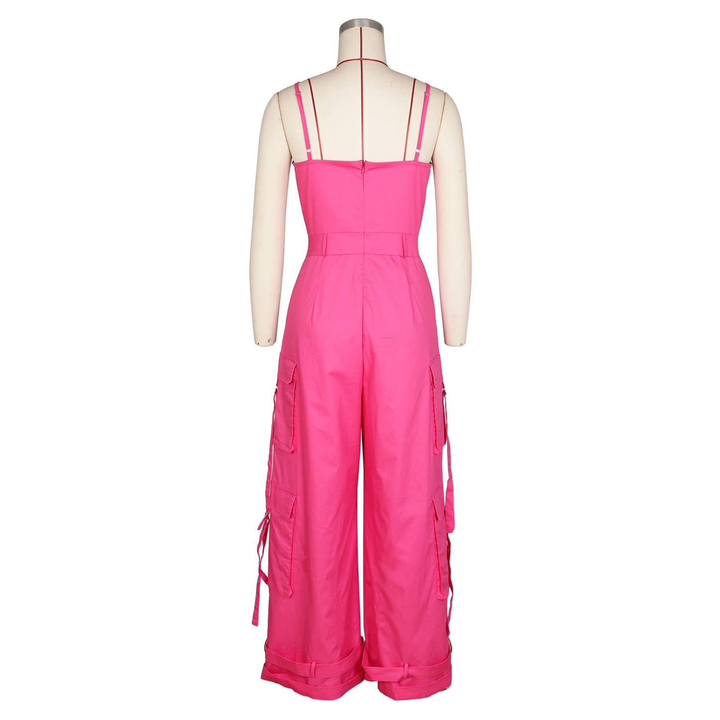Stylish Bandeau Pocket Patchwork Wide-Leg Jumpsuit