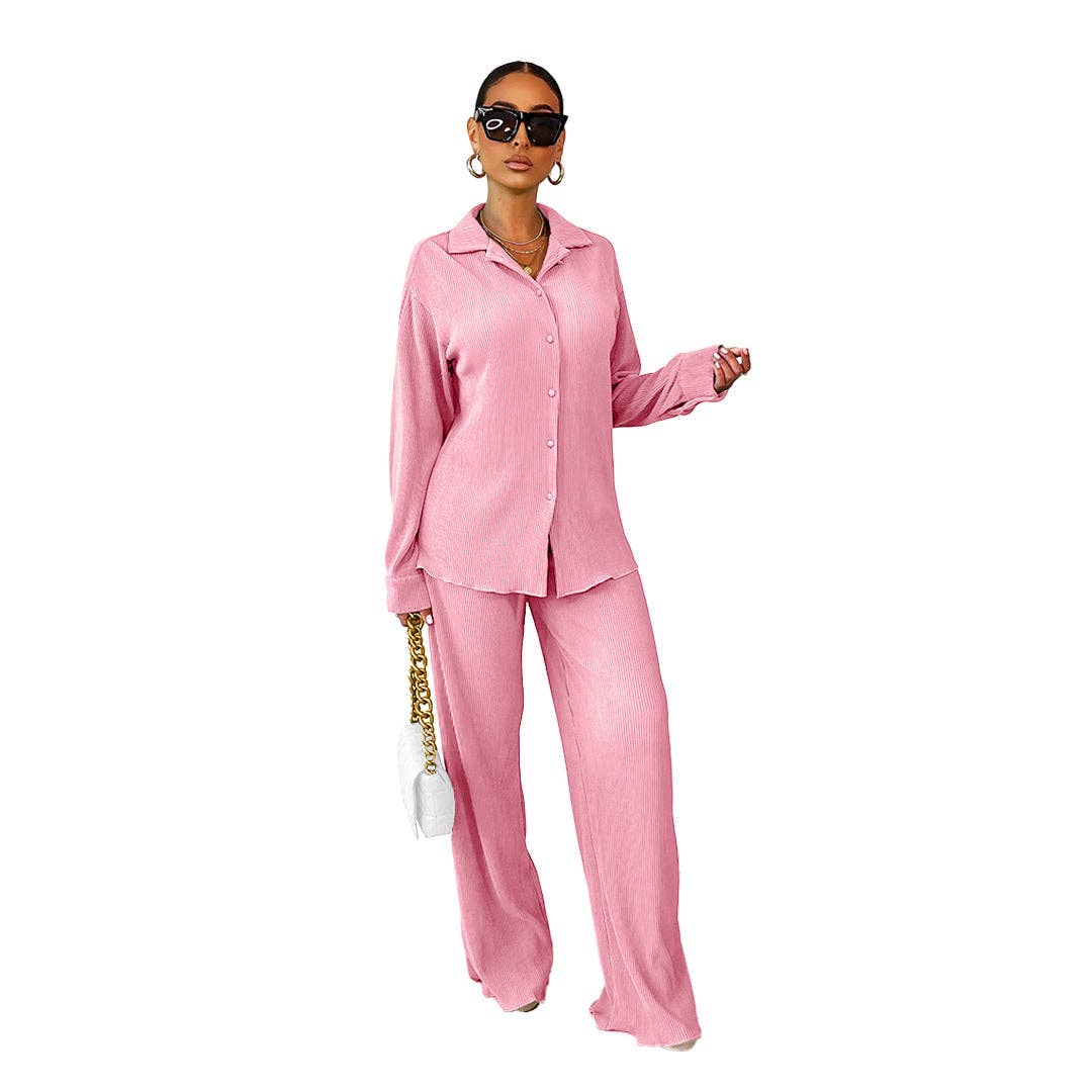 MB FASHION BLOUSE TOP LONG WIDE PANTS SET 6590LY