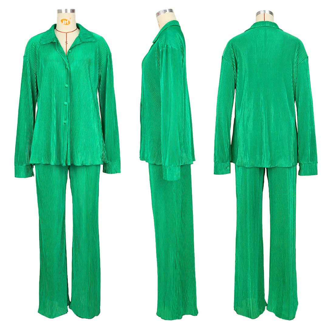 MB FASHION BLOUSE TOP LONG WIDE PANTS SET 6590LY