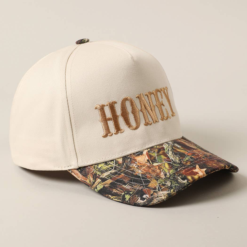 HONEY Lettering Embroidery Camo Two-Tone Cap