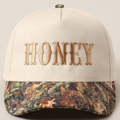 HONEY Lettering Embroidery Camo Two-Tone Cap