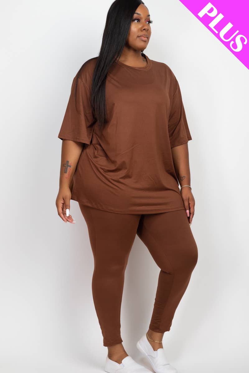 Plus Size Oversized T-shirt & Leggings Set