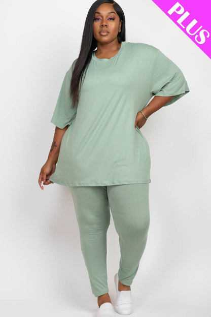 Plus Size Oversized T-shirt & Leggings Set