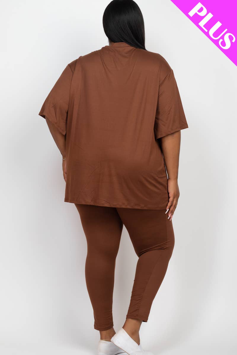 Plus Size Oversized T-shirt & Leggings Set