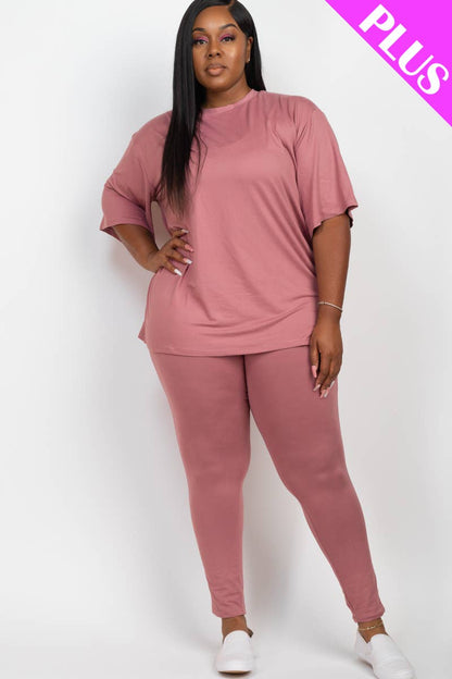 Plus Size Oversized T-shirt & Leggings Set