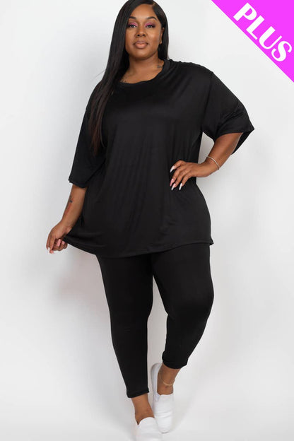 Plus Size Oversized T-shirt & Leggings Set