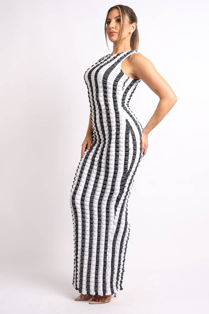 Popcorn Fabric Maxi Dress