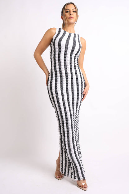 Popcorn Fabric Maxi Dress