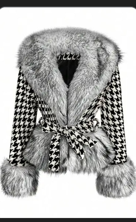 Houndstooth Faux Fur