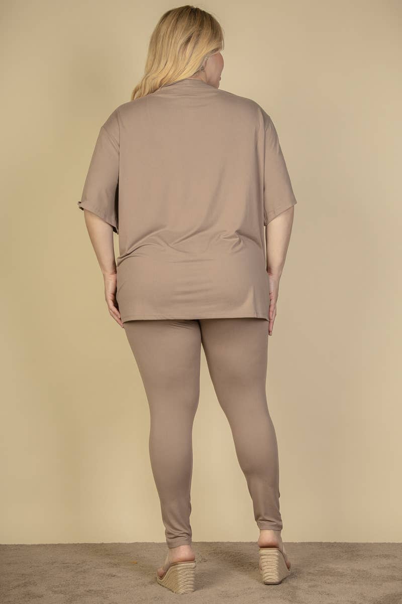 Plus Size Oversized T-shirt & Leggings Set