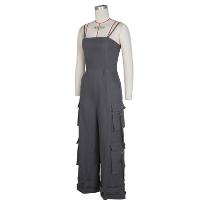 Stylish Bandeau Pocket Patchwork Wide-Leg Jumpsuit
