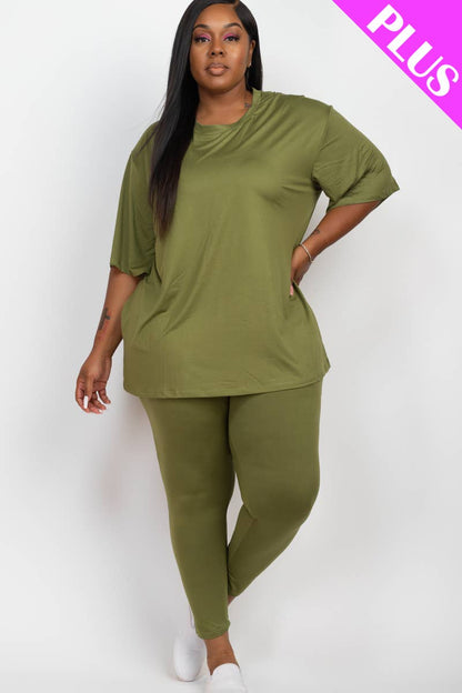 Plus Size Oversized T-shirt & Leggings Set