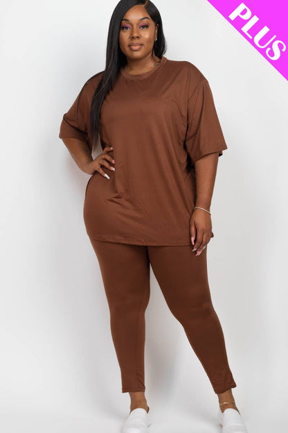 Plus Size Oversized T-shirt & Leggings Set