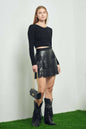 PLUS SIZE Western Faux Leather Fringe Mini Skirt