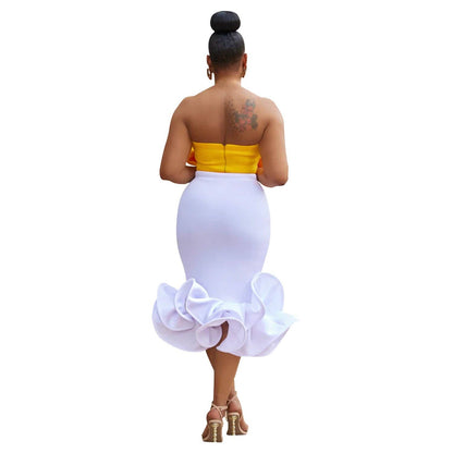 MB FASHION BOW CONTRAST BELL MERMAID DRESS SET MB6397 PRE-OR